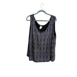 Women's ONYX Night Pullover Sleeveless Cami Blouse Tank Top Purple Sparkles 4X